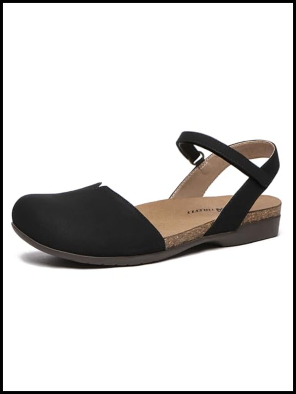 Closed Toe Sandals with Arch Support Cork Footbed Adjustable Strap